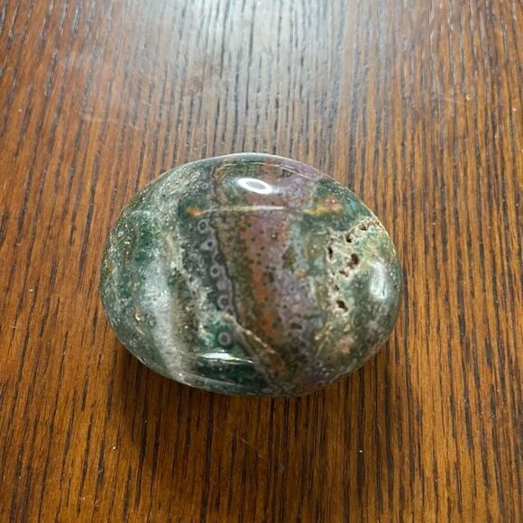 Natural Ocean Jasper orbicular palm stone crystal colorful green orange purple w - Picture 4 of 7